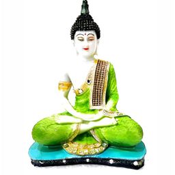 GW CREATIONS Green & Gold-Toned Marble Medium Buddha Idol Showpiece-image-99
