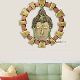 Ascension Gold Toned & Copper Antique Finish Wall Hanging Buddha Showpiece-image-89
