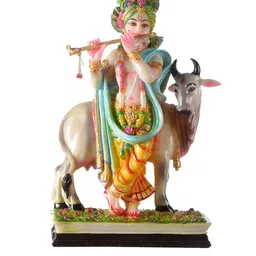 Gifts N Greetings White & Pink Natkhat Kanhaiya Idol Showpiece-image-79