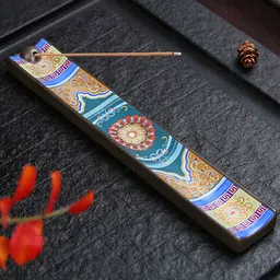 Ekhasa Green & Orange Coloured Printed Ceramic Dhoop Dhani Incense Stick Holder-23