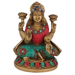 Arihant Craft Gold-toned & Red Brass Lakshmi Small Showpiece-image-40