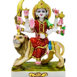 krishnagallery1 Gold-Toned & Red Marble Religious Idol Showpiece-29