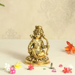 HANDICRAFTS PARADISE Gold-Toned Metal Lord Ram Playing With Dhanush Idol Showpiece-image-15