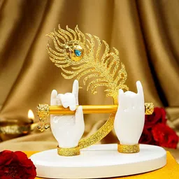 Ekhasa White Small Idol Krishna Flute Hand Religious Statue Showpiece-image-90