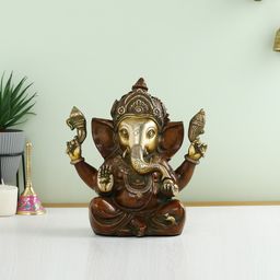 CraftVatika Brown Ganesha Idol Showpiece-image-20
