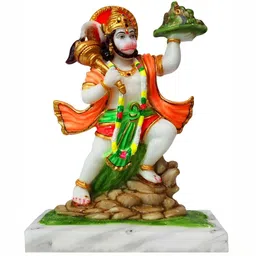 krishnagallery1 White & Green Marble Hanuman Statue Decorative Showpiece-image-31