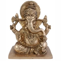 Arihant Craft Gold-Toned Brass Lord Ganesh Small Showpiece-image-52