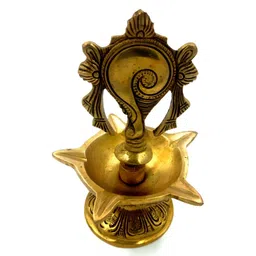 Arihant Craft Yellow & Gold-Toned Brass Small Shankh Diya Showpiece-image-59