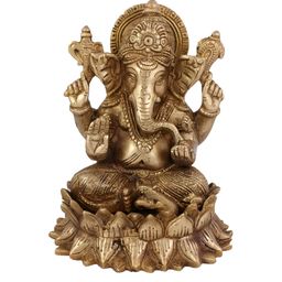 Arihant Craft Gold-toned Brass Ganesh Small Showpiece-image-50