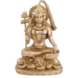 Arihant Craft Gold-Toned Brass Lord Shiva With Trishula Medium Showpiece-image-58