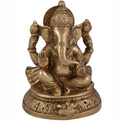 Arihant Craft Gold-Toned Brass Lord Ganesha Small Showpiece-image-4