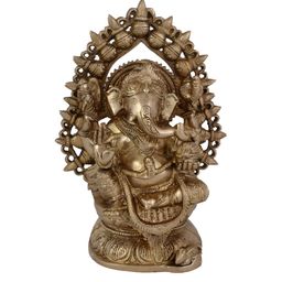 Arihant Craft Gold Toned Brass Medium Size Ganesha Showpiece-image-7