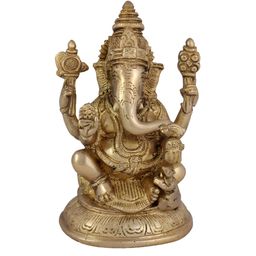 Arihant Craft Gold Toned Brass Medium Size Ganesha Showpiece-image-3