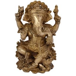 Arihant Craft Gold-toned Brass Ganesh Small Showpiece-image-49