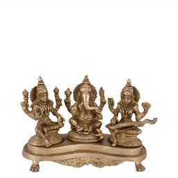 Arihant Craft Gold-toned Brass Ganesh Lakshmi and Saraswathi Small ShowPiece-image-40