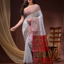 DESH BIDESH Floral Woven Design Zari Maheshwari Saree-16