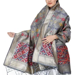 Exotic India Ethnic Motifs Woven Designed Brocade Dupatta-picture-22