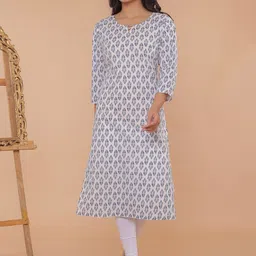 R RANAK CREATION Floral Printed Round Neck Cotton Straight Kurta-image-21