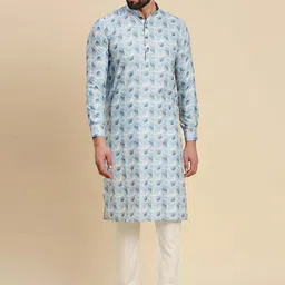 RAJUBHAI HARGOVINDAS Floral Printed Mandarin Collar Cotton Straight Kurta-image-67