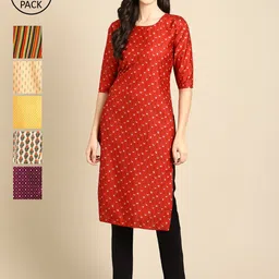 KALINI Women Pack of 6 Digital Printed Straight Kurta-picture-5