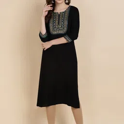 JAIPUR PRIME Women Black Yoke Design Kurta-12