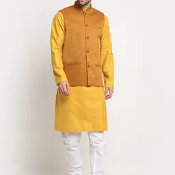 KRAFT INDIA Mandarin Collar Straight Kurta With Churidar & Nehru Jacket-picture-43