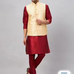 VASTRAMAY Kurta Pyjama With Nehru Jacket-image-92