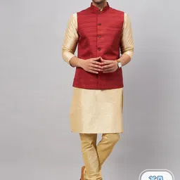 VASTRAMAY Men Regular Kurta With Churidar & Nehru Jacket-51