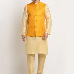 KRAFT INDIA Men Kurta With Churidar & Nehru jacket-image-84