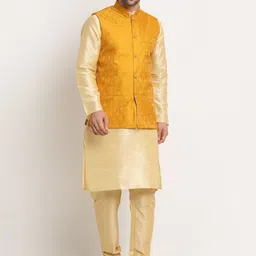 KRAFT INDIA Men Kurta With Churidar & Nehru jacket-image-23
