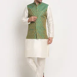 KRAFT INDIA Men Kurta With Churidar & Nehru jacket-image-37