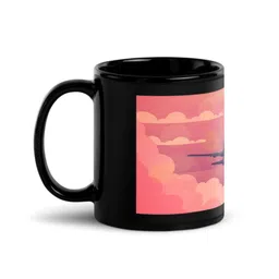 RISH Black & Peach Printed Ceramic Glossy Coffee Mug - 325 ML-image-18