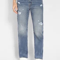 AMERICAN EAGLE OUTFITTERS Men Straight Fit Mildly Distressed Stretchable Jeans-10