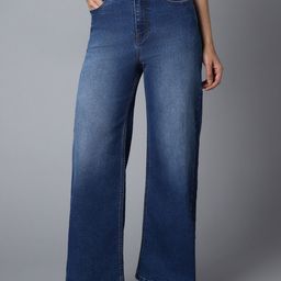 High Star Women Wide Leg Fit High-Rise Clean Look Light Fade Stretchable Jeans-image-82