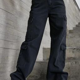 BROADSTAR Women Smart Wide Leg High-Rise Stretchable Cargo Jeans-image-84