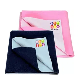 BeyBee Kids Pink & Navy Blue 2 Pieces Cotton Breathable & Lightweight Mattress Protector-image-50