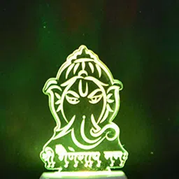 NMII White & Red Printed Lord Ganesh Acrylic 3D Illusion Plug Night Lamp-13