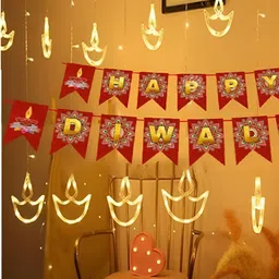 SPARK WORLD Yellow Diya Shaped String Lights-15