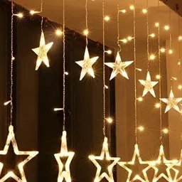 SPARK WORLD Yellow & White Star Shaped Bulb String Lights-11