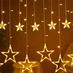 SPARK WORLD Yellow & White Star Shaped Bulb String Lights-15