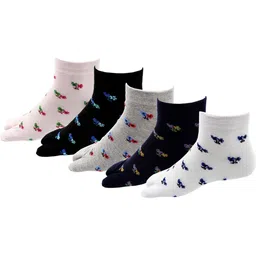 RC. ROYAL CLASS Women Pack Of 5 Patterned Cotton Ankle-Length Thumb Socks-23