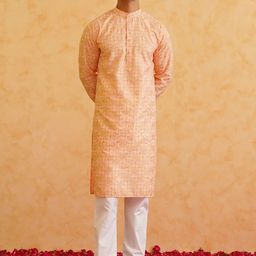 SOJANYA Ethnic Motifs Printed Mandarin Collar Pure Cotton Kurta With Pyjamas-13