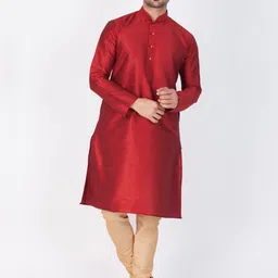VASTRAMAY Mandarin Collar Long Sleeves Straight Kurta With Churidar-picture-58