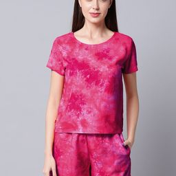 EROTISSCH Pink Tie & Dye Short Sleeves Swim Set-32