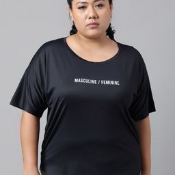 MKH Plus Size Typography Printed Drop-Shoulder Sleeves Relaxed Fit Dri-FIT T-shirt-picture-18