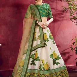 FABPIXEL Embroidered Thread Work Semi-Stitched Lehenga & Unstitched Blouse With-44