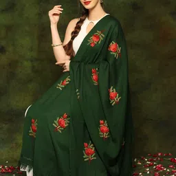 Exotic India Floral Embroidered Woollen Shawl-picture-32