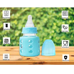 The Little Lookers Blue Borosilicate Feeding Bottle With Anti Colic Nipple-image-55