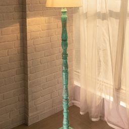 Homesake Beige & Sea Green Antique Traditional Glendora Candlestick Floor Lamp-44