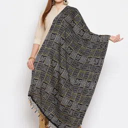 Clora Creation Black & White Printed Bandhani Dupatta-6